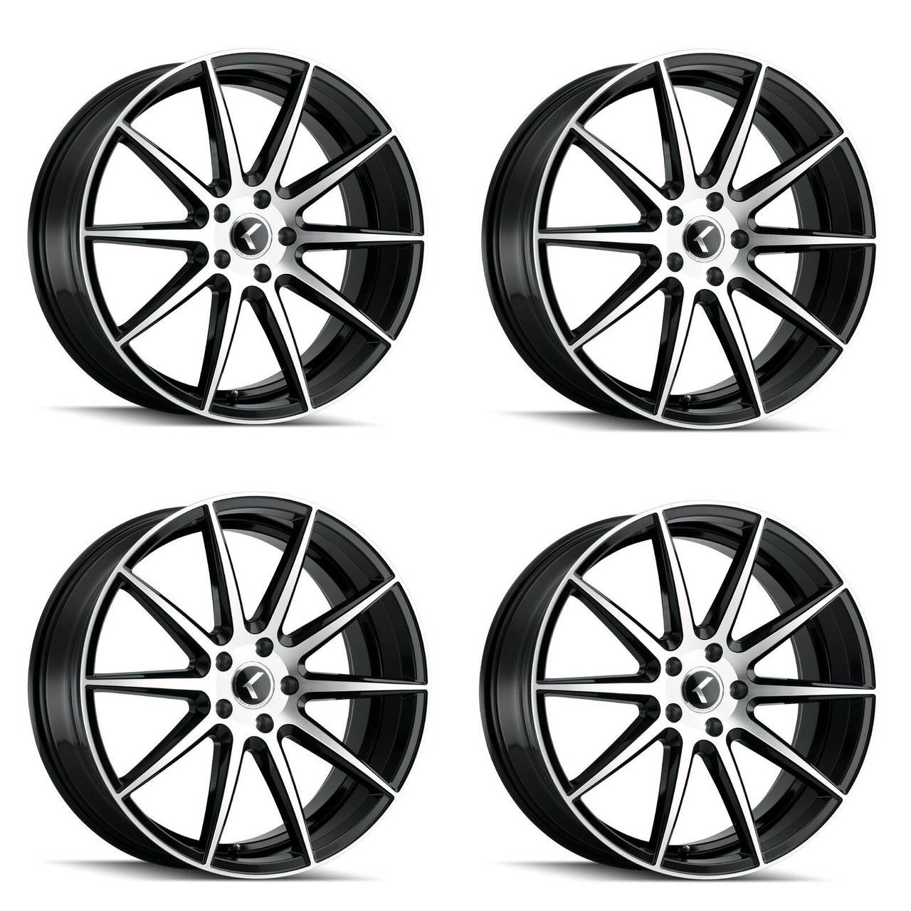 Set 4 18" Kraze Turismo 18x8 Black Machined 5x120 Wheels 40mm Performance Rims Set 4 18" Kraze Turismo 18x8 Black Machined 5x120 Wheels 40mm Performance Rims