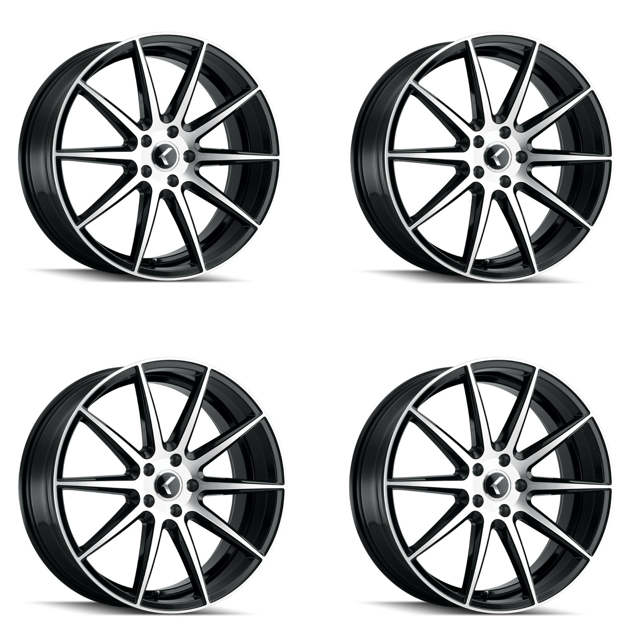 Set 4 20" Kraze Cosmos 20x8.5 Black Machined 5x4.25 Wheels 38mm Performance Rims