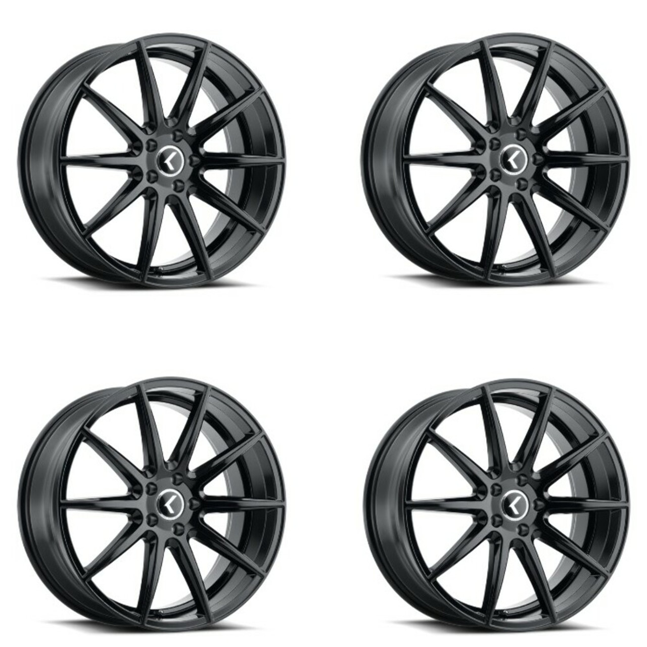 Set 4 17" Kraze Cosmos 17x8 Gloss Black 5x112 Wheels 38mm Performance Rims