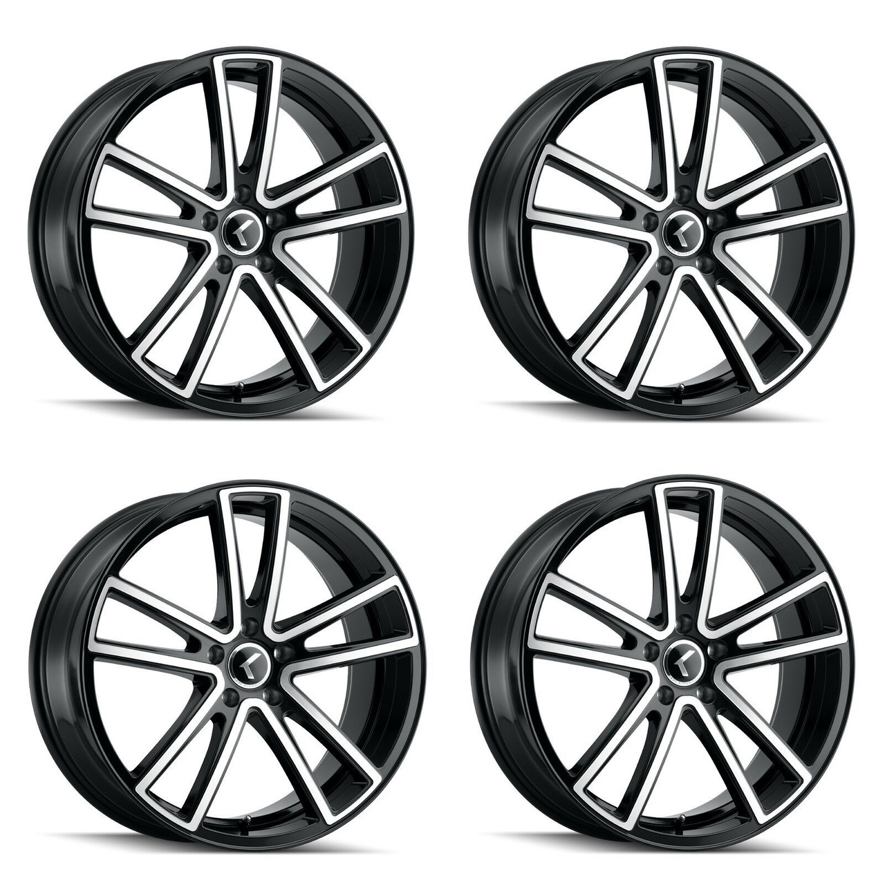 Set 4 22" Kraze Lusso 22x9.5 Black Machined 6x5.5 Wheels 30mm Rims