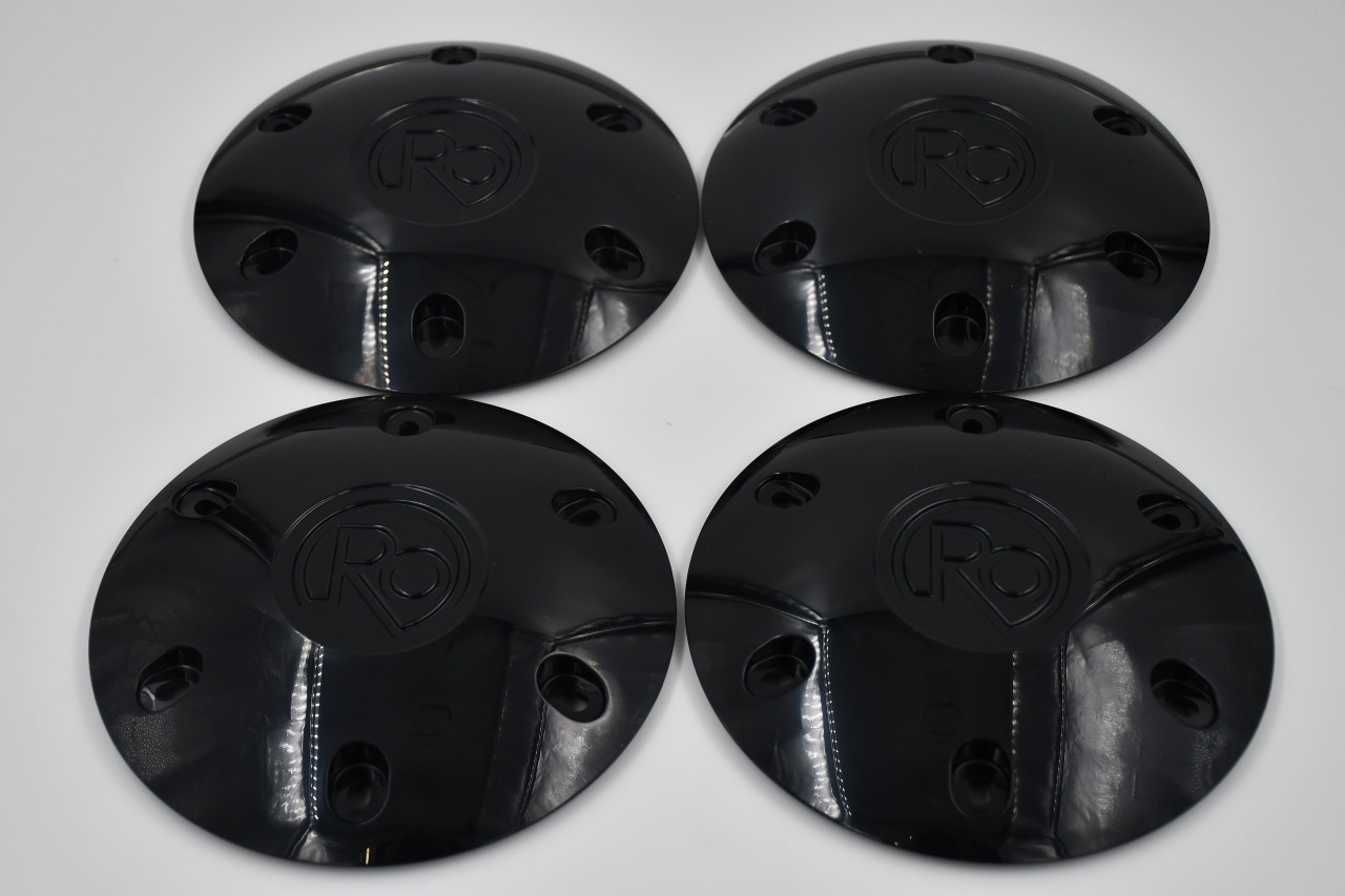 Set 4 Black Ro Center Caps Fit Any Wheel 6x5.5 w/ 12mm x 1.5 Lug Nuts