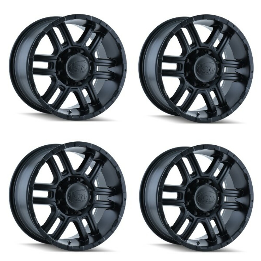 Set 4 16" Ion 179 16x8 Matte Black 6x5.5 Wheels 10mm Rims