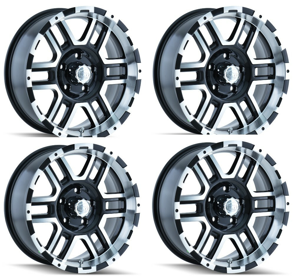 Set 4 17" Ion 179 17x9 Black Machined 8x6.5 Wheels 0mm Rims