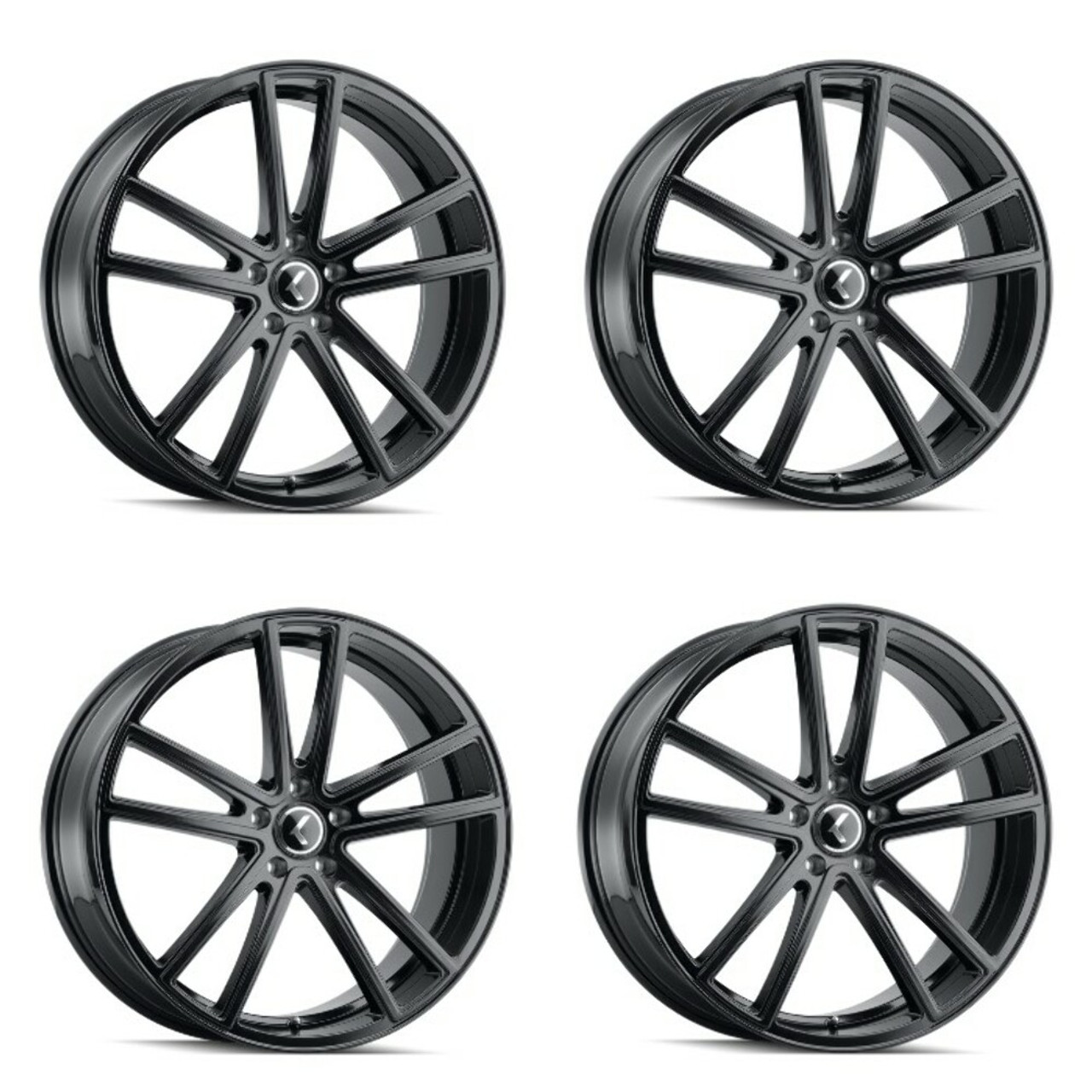 Set 4 17" Kraze Lusso 17x8 Gloss Black 5x120 Wheels 38mm Performance Rims