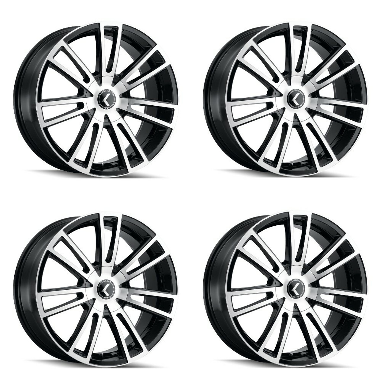 Set 4 18" Kraze Spectra 18x8 Black Machined 5x115 5x120 Wheels 40mm Rims