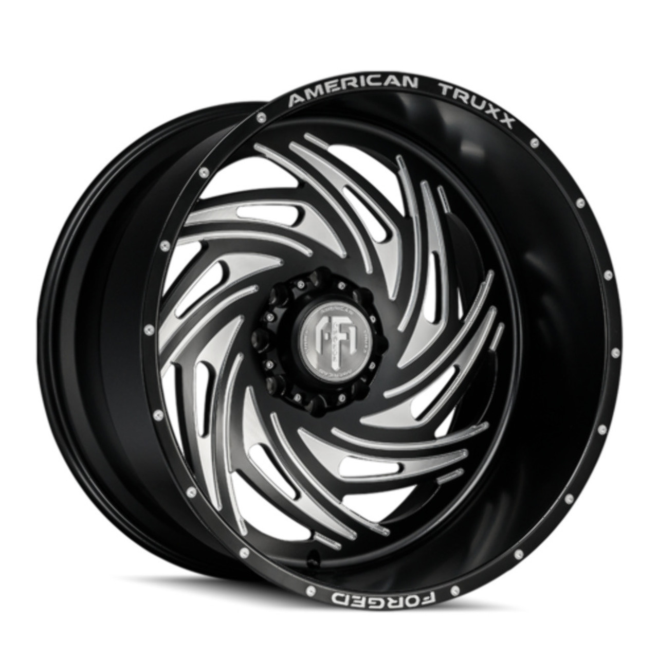 22" American Truxx Forged Twisted 22x12 Black Milled 8x6.5 Wheel -44mm Truck Rim