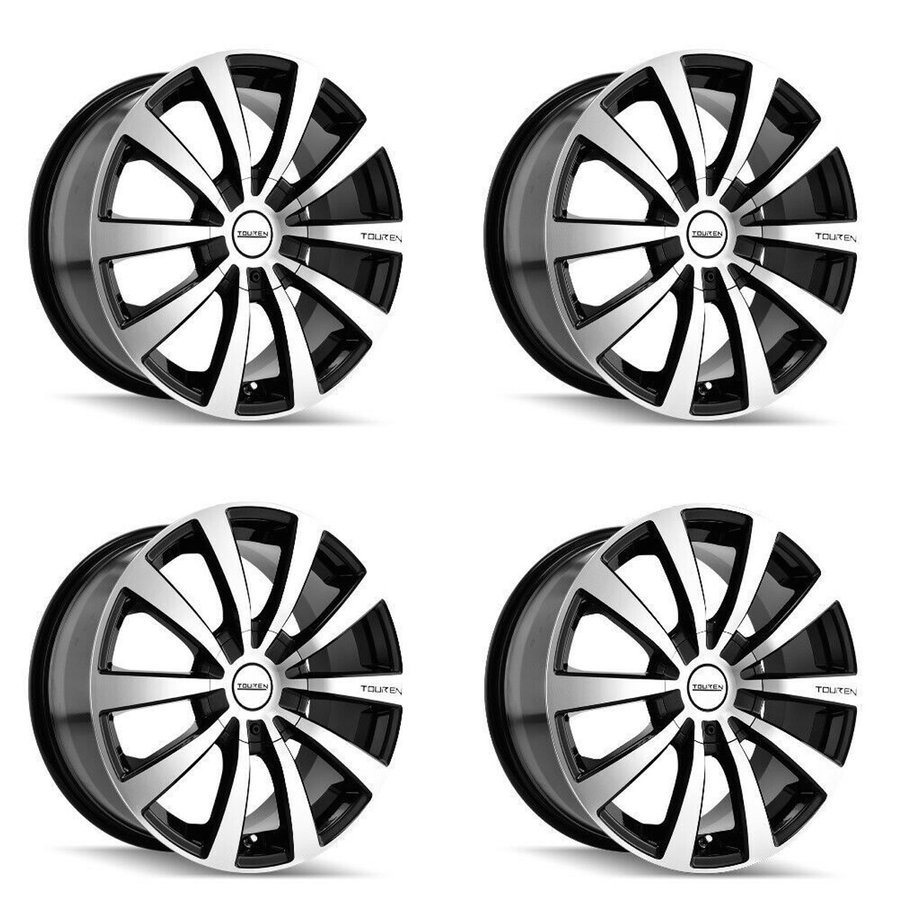 Set 4 15" Touren Tr3 15x7 Black Machined Face 4x100 4x4.5 Wheels 40mm