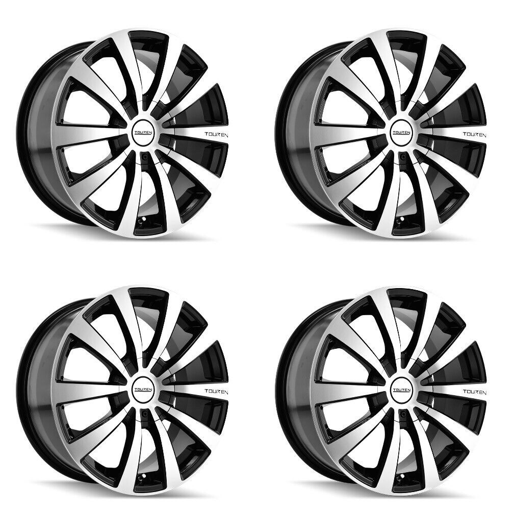 Set 4 17" Touren TR3 17x7 Black Machined Face 4x100 4x4.5 Wheels 40mm Rims