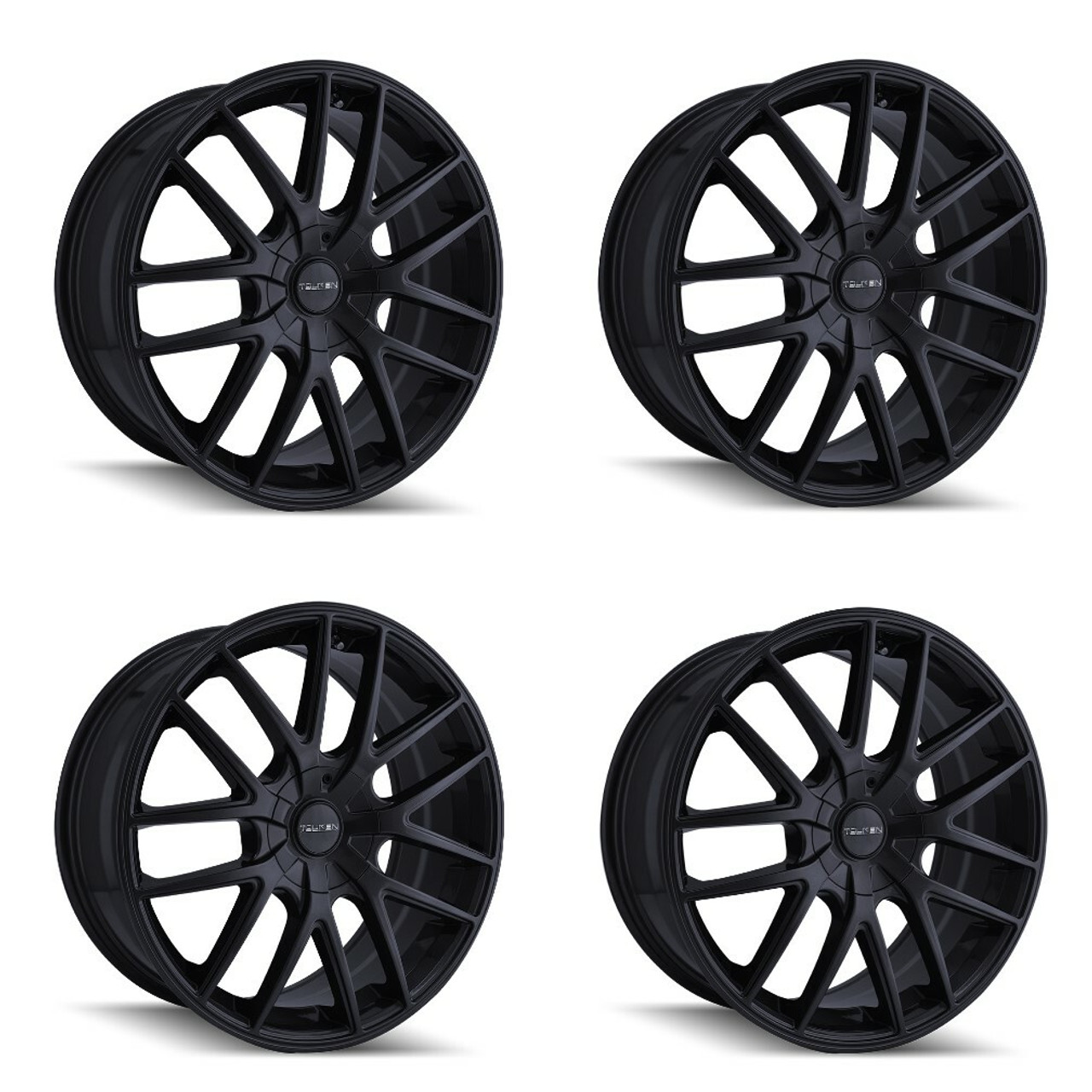 Set 4 20" Touren TR60 20x8.5 Full Matte Black 5x110 5x115 Wheels 40mm Rims
