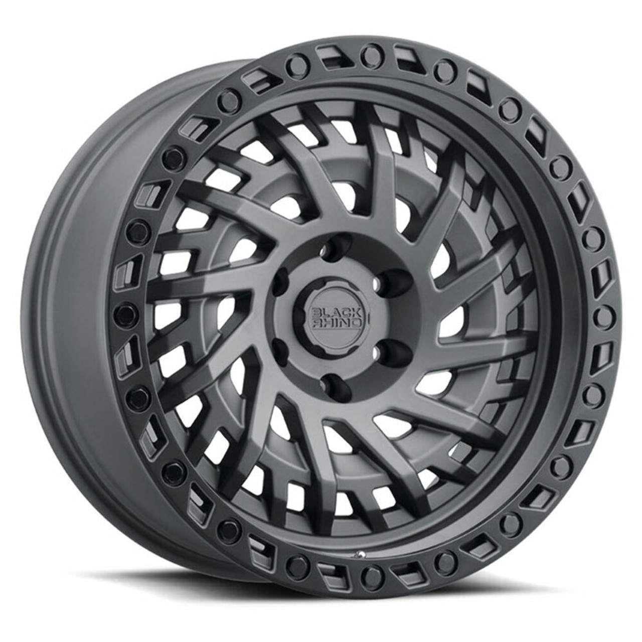 Black Rhino Shredder 17x9 6x5.5 Matte Gunmetal W/ Black Ring Wheel 17" 0mm Rim