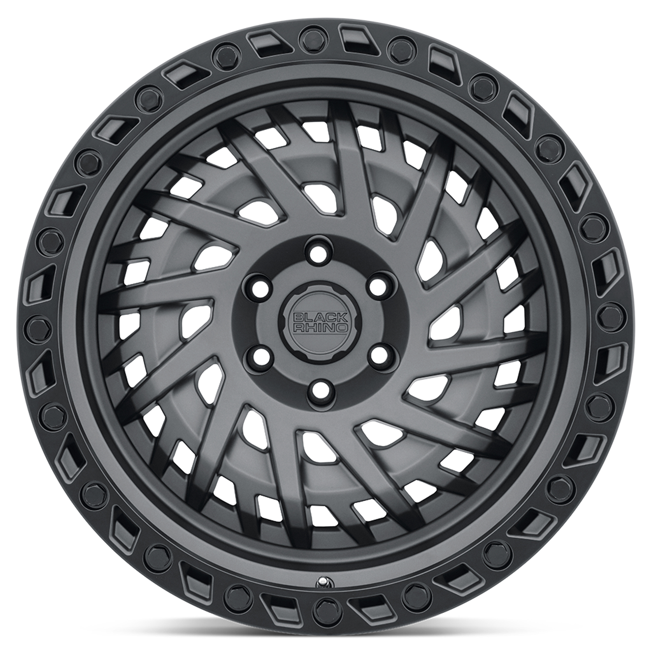 Black Rhino Shredder 17x9 6x5.5 Matte Gunmetal W/ Black Ring Wheel 17" 0mm Rim
