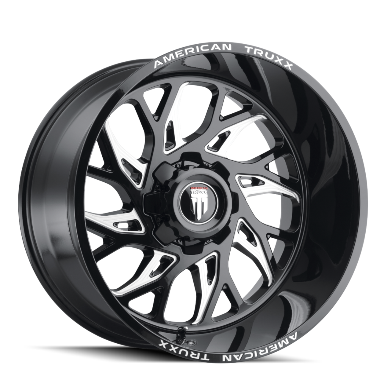 20" American Truxx Destiny 20x10 Black Milled 8x170 Wheel -24mm For Ford Rim