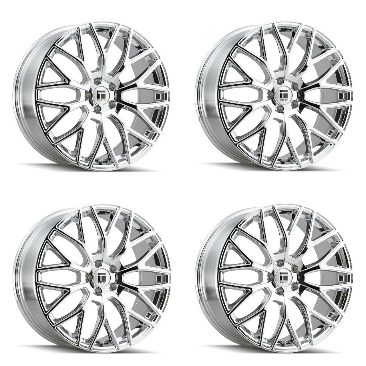 Set 4 18" Touren TR76 18x8 Chrome 5x120 Wheels 35mm Rims