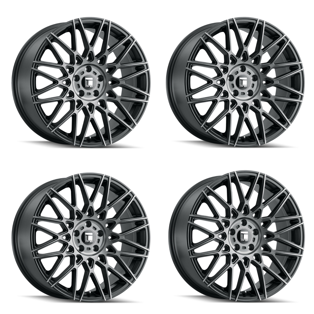 Set 4 18" Touren Tr78 18x8 Brushed Matte Black W Dark Tint 5x100 Wheels 40mm