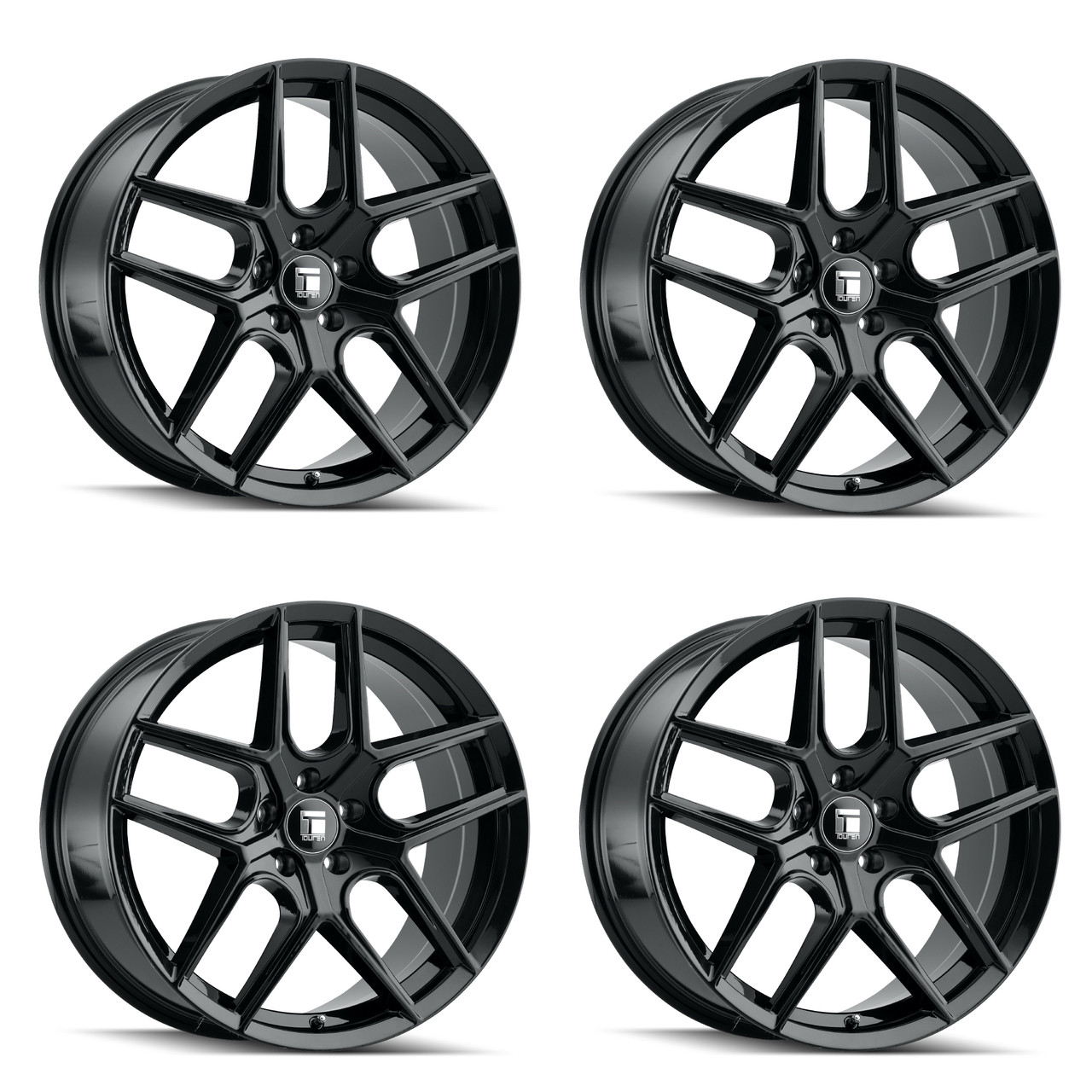 Set 4 22" Touren Tr79 22x9.5 Gloss Black 6x135 Wheels 30mm Rims For Ford Lincoln