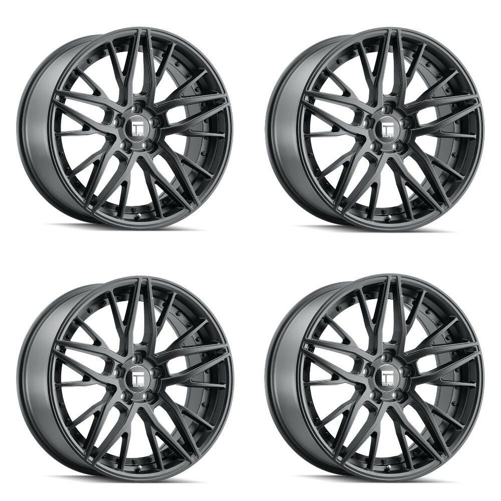 Set 4 20" Touren Tr93 20x9 Satin Black Black Rivet 5x120 Wheels 35mm Rims