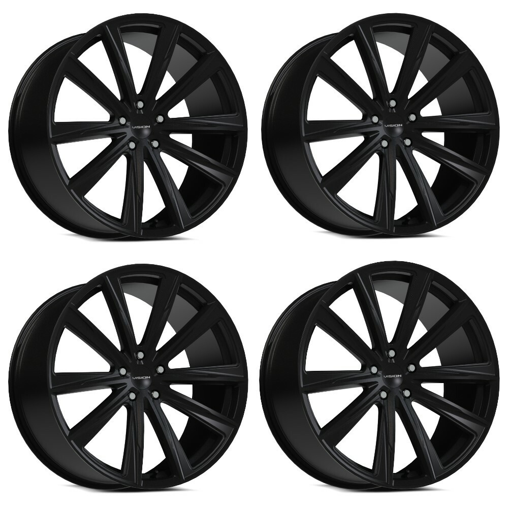 Set 4 20" Vision Street 471 Splinter Satin Black Wheels 20x10.5 5x4.5 Rims 42mm