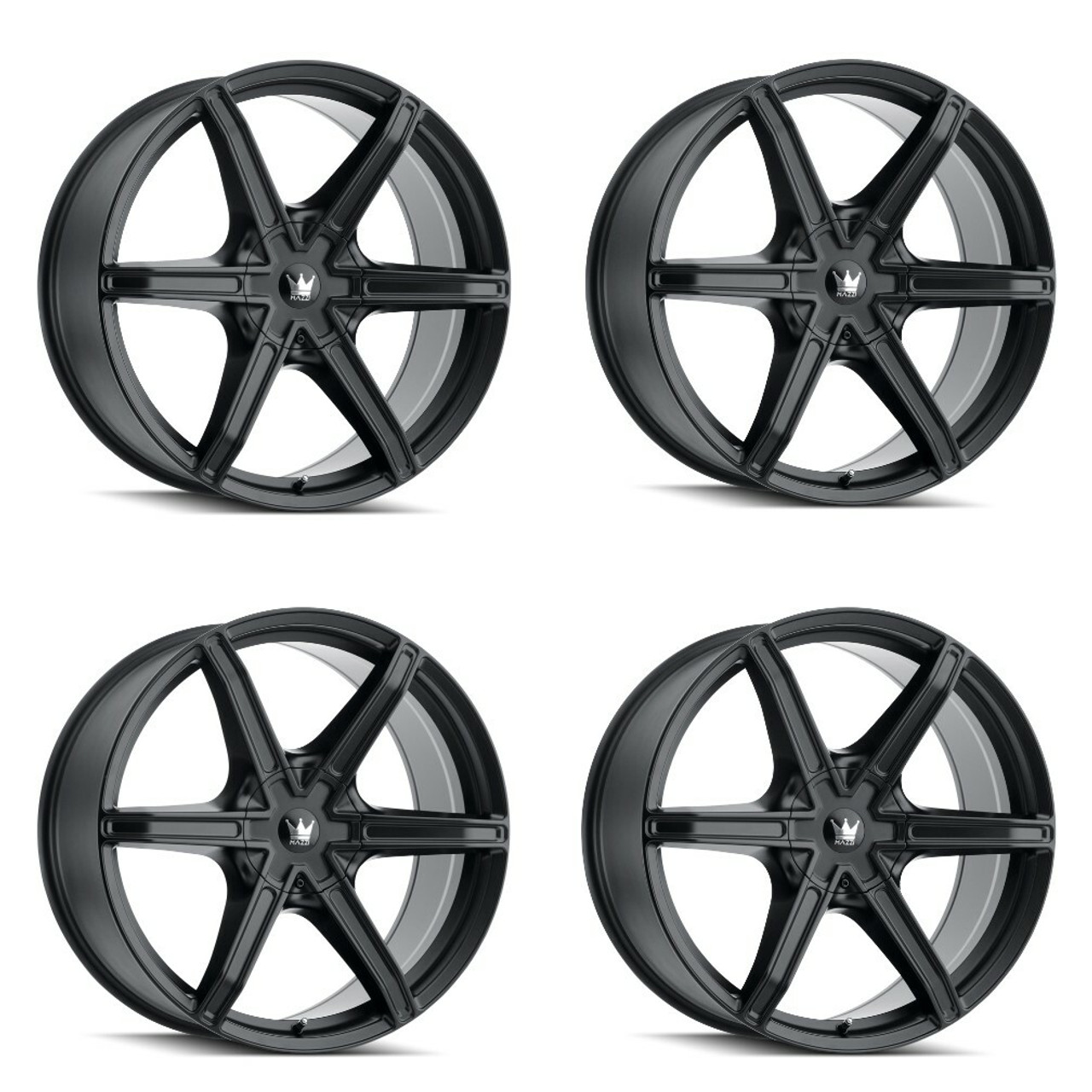 Set 4 20" Mazzi Stilts 20x8.5 Matte Black 5x110 5x115 Wheels 35mm Car Suv Rims