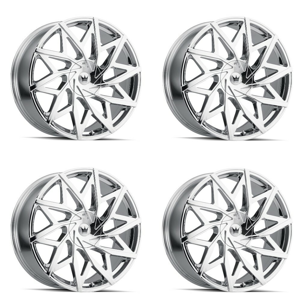 Set 4 22" Mazzi Big Easy 22x9.5 Chrome 6x135 6x5.5 Wheels 30mm Truck Suv Rims