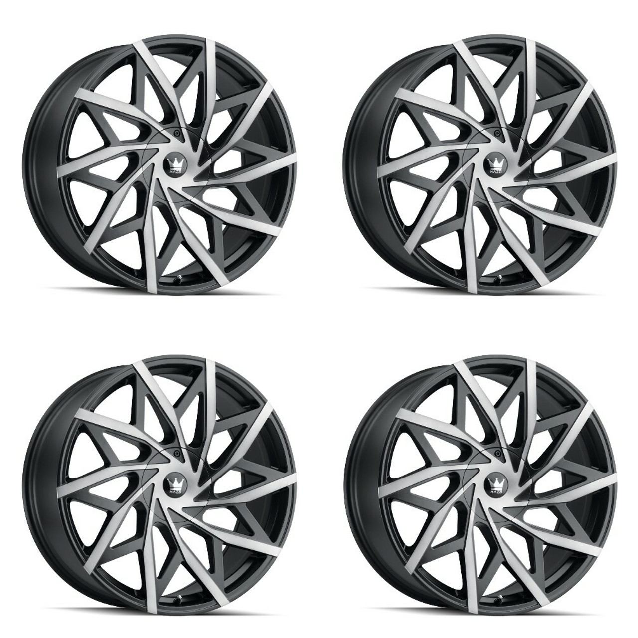 Set 4 22" Mazzi Big Easy 22x9.5 Matte Black W Dark Tint 6x135 6x5.5 Wheels 30mm