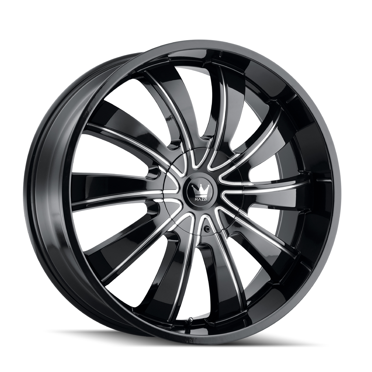 Set 4 24" Mazzi Rolla 24x9.5 Gloss Black Milled 6x135 6x5.5 Wheels 30mm Rims