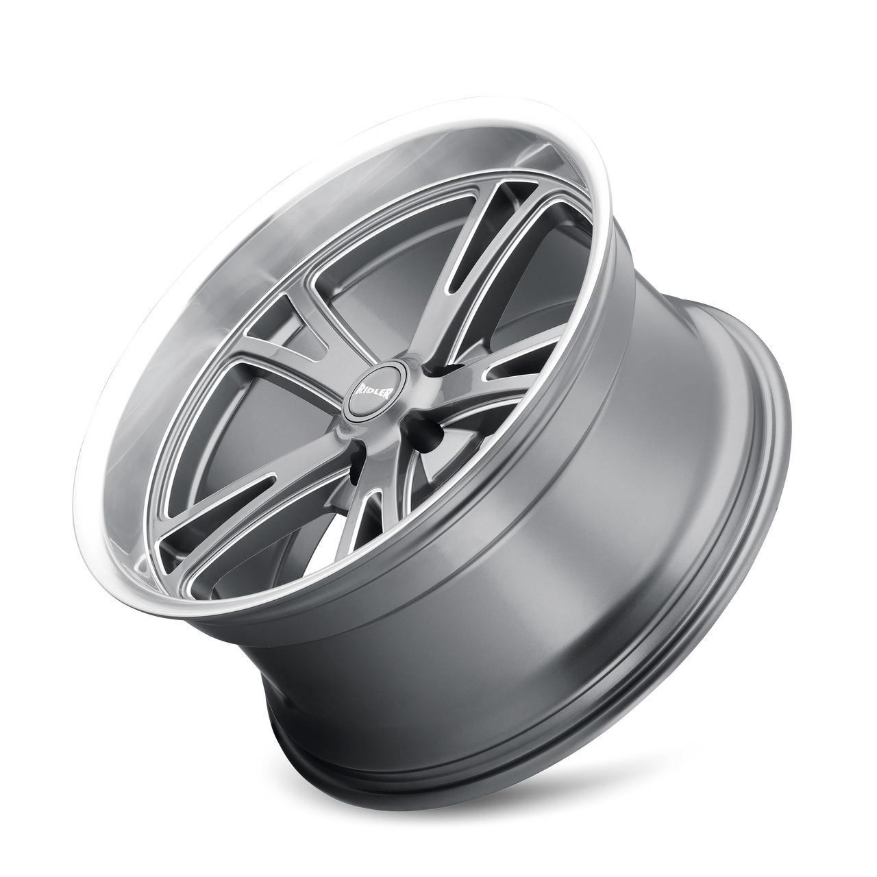 Set 4 17" Ridler 606 17x8 Grey W Machined Lip 5x4.75 Wheels 0mm Rims