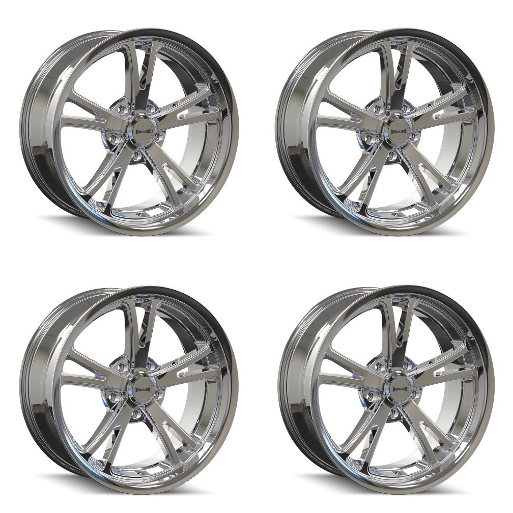 Set 4 18" Ridler 606 18x9.5 Chrome 5x4.75 Wheels 0mm Rims