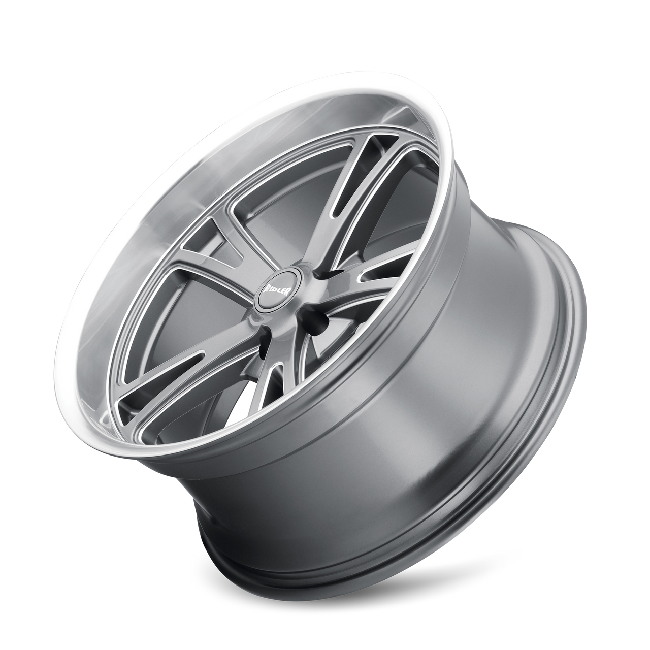 Set 4 18" Ridler 606 18x9.5 Grey W Machined Lip 5x5 Wheels 0mm Rims