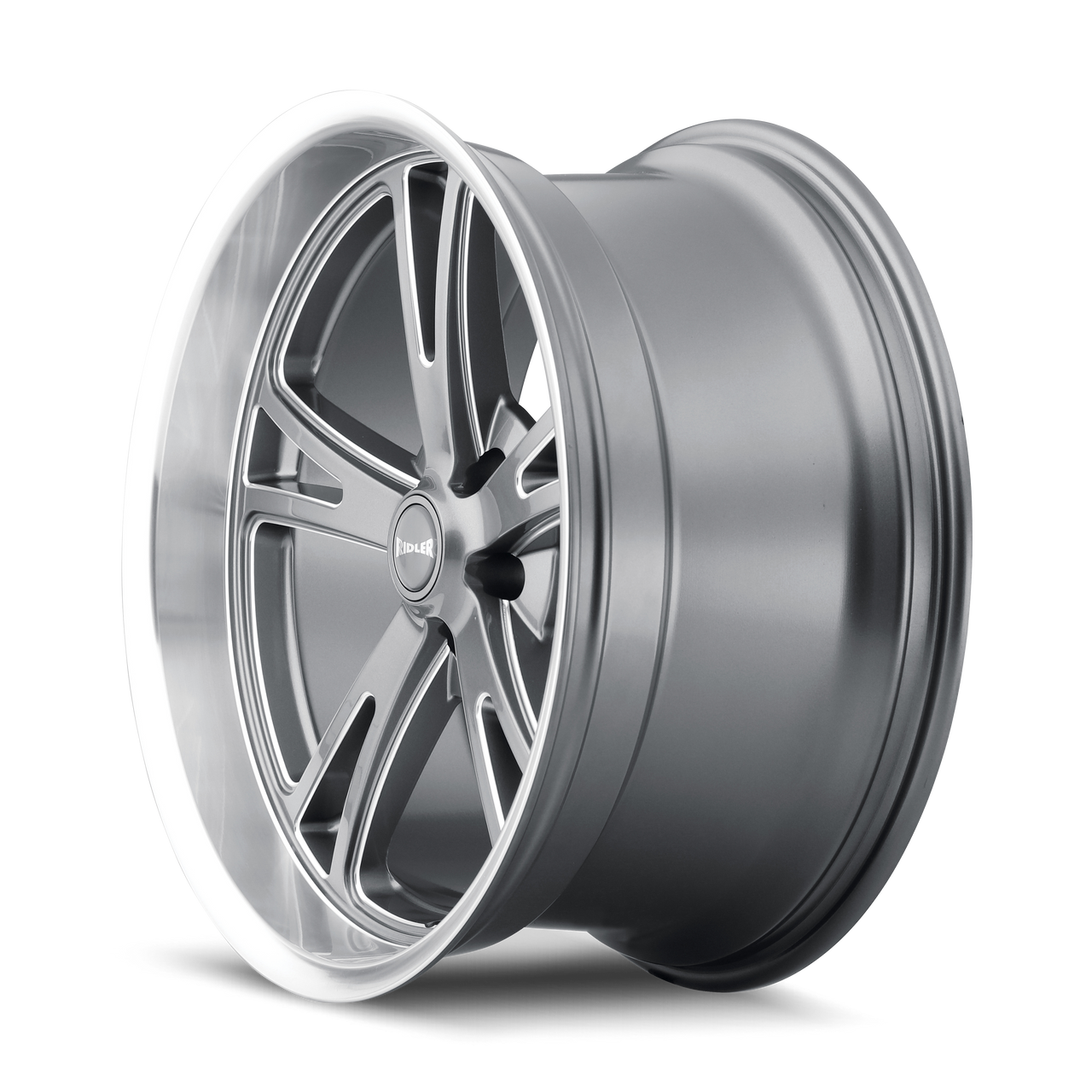 Set 4 18" Ridler 606 18x9.5 Grey W Machined Lip 5x5 Wheels 0mm Rims