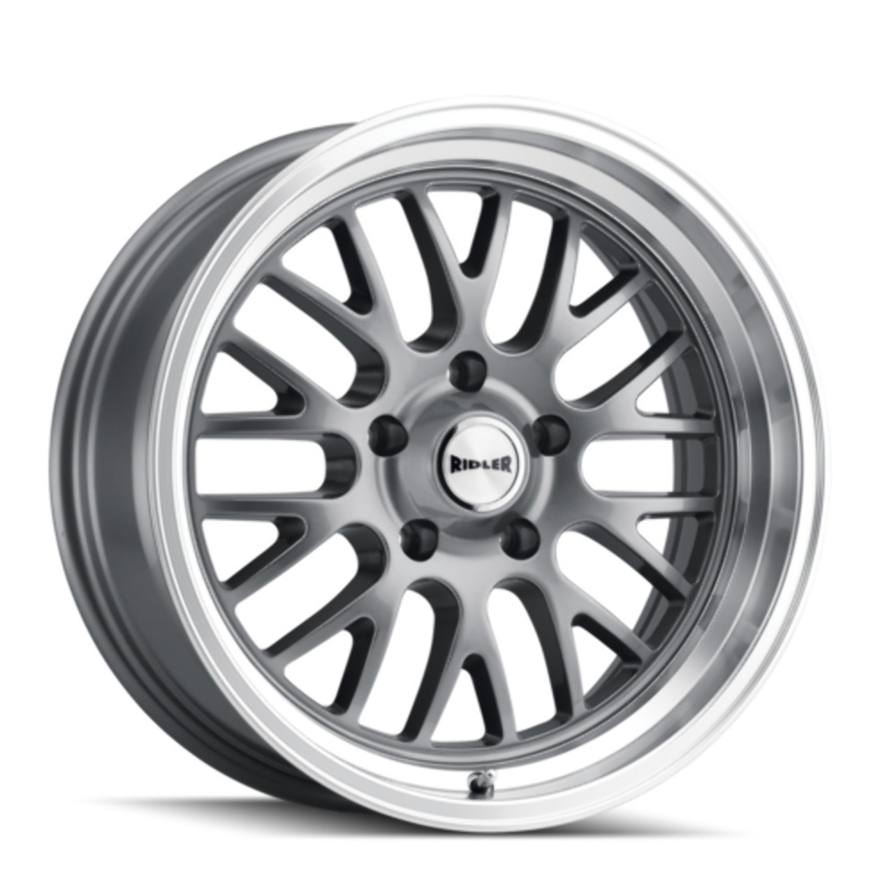 20" Ridler 607 20x10 Grey W Machined Lip 5x4.5 Wheel 0mm Rim For Ford Jeep Truck