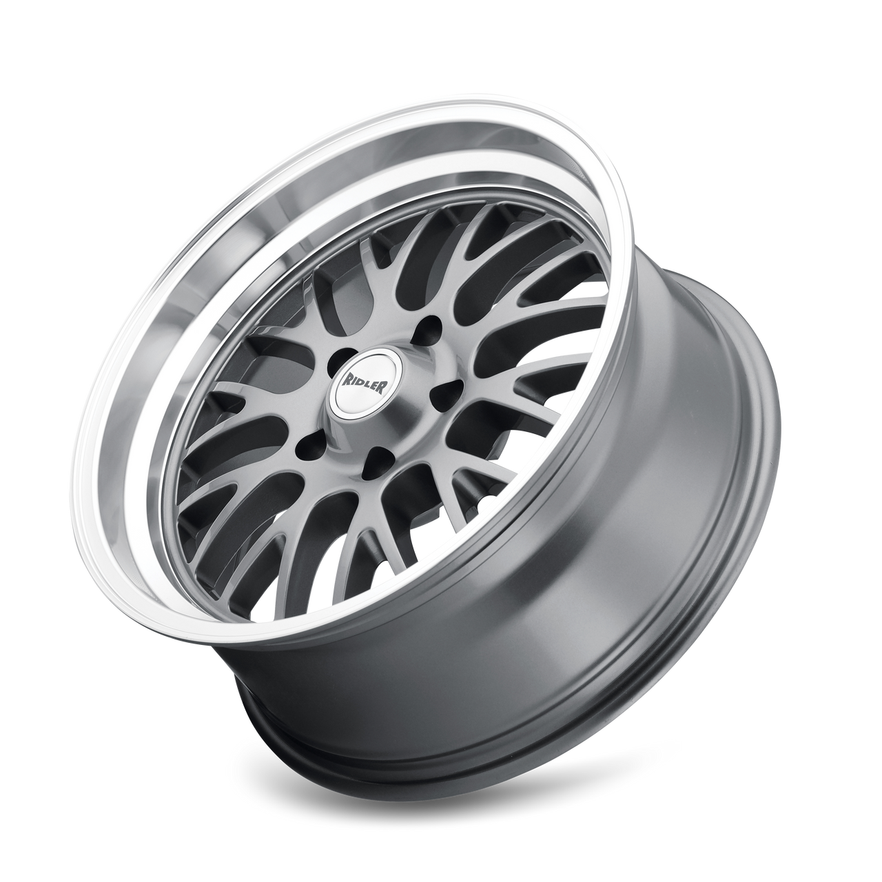 Set 4 20" Ridler 607 20x10 Grey W Machined Lip 5x5 Wheels 0mm For Jeep Chevy GMC