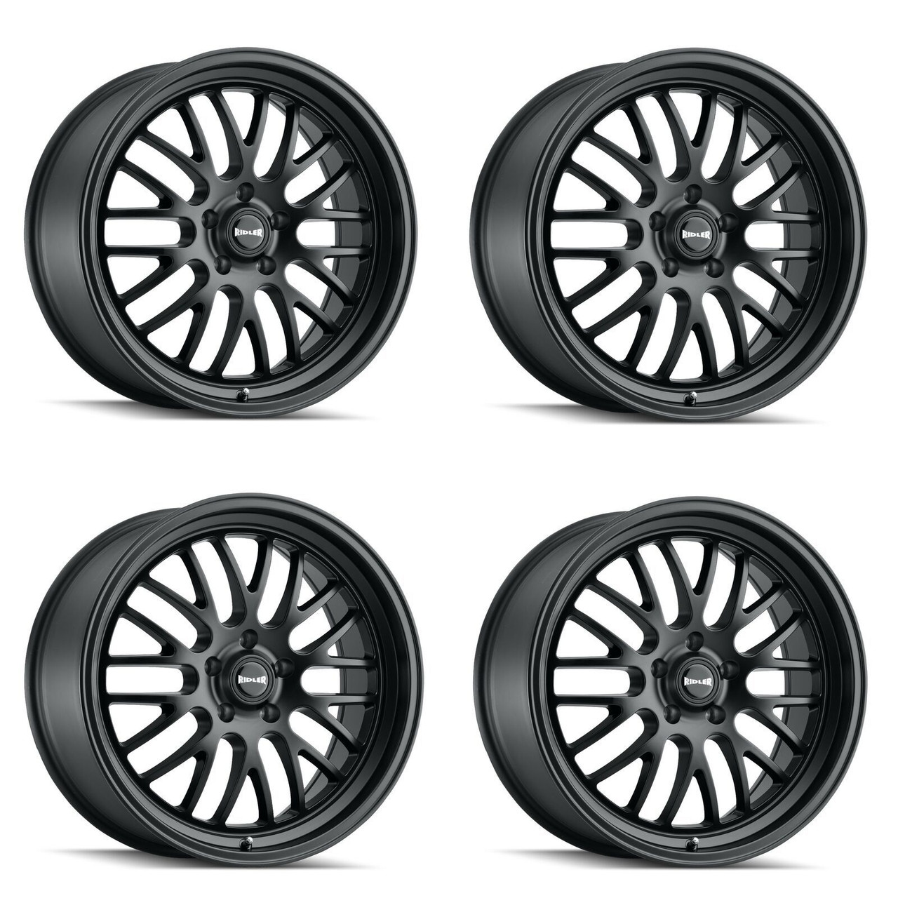 Set 4 22" Ridler 607 22x9 Matte Black 5x115 Wheels 20mm Rims
