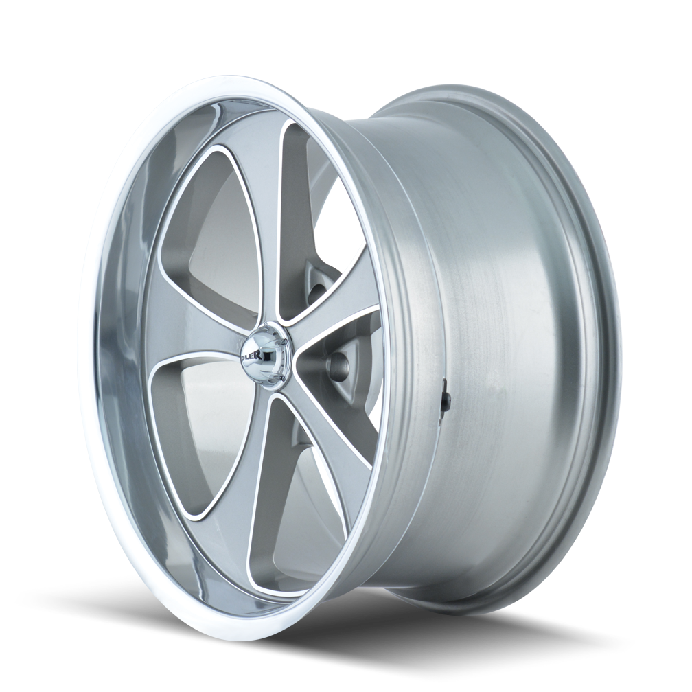 20" Ridler 645 20x8.5 Grey W Machined Lip 5x4.75 Wheel 0mm Rim
