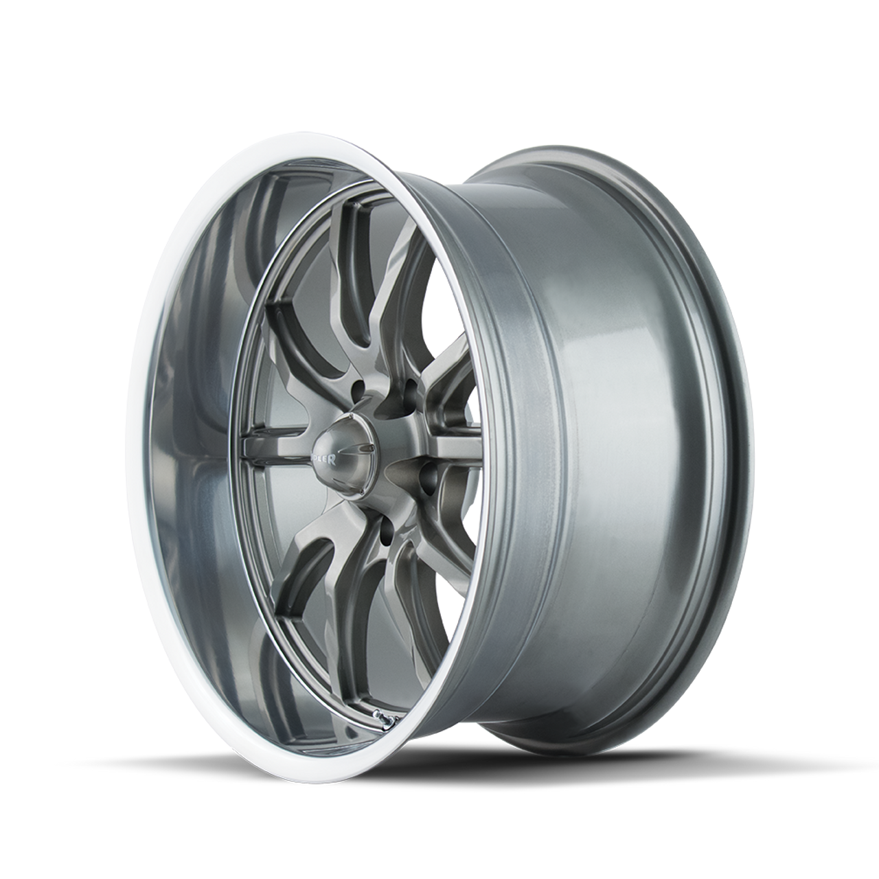 Set 4 20" Ridler 650 20x8.5 Grey Polished Lip 5x5 Wheels 0mm For Jeep Chevy GMC