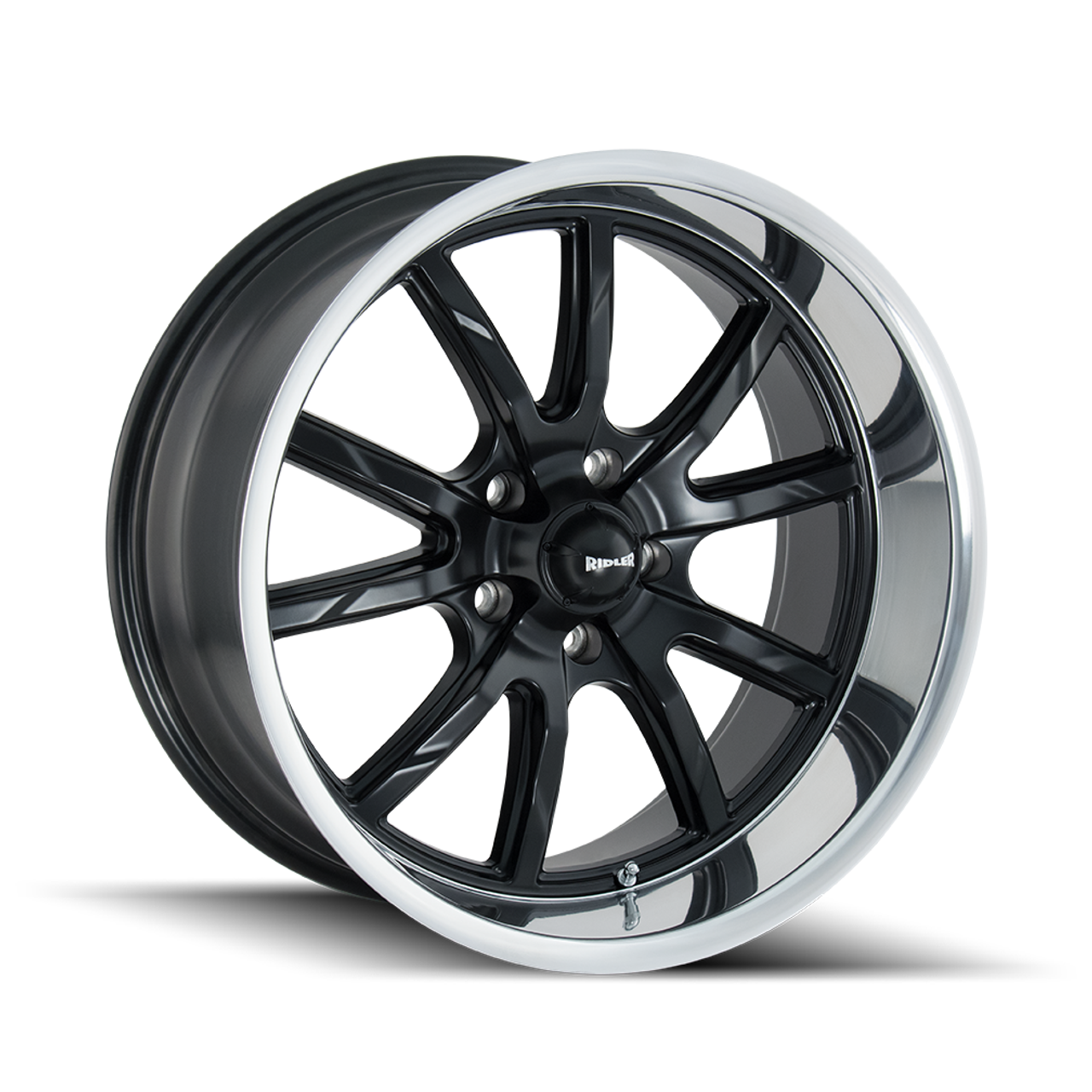 Set 4 17" Ridler 650 17x7 Matte Black Polished Lip 5x4.75 Wheels 0mm Rims