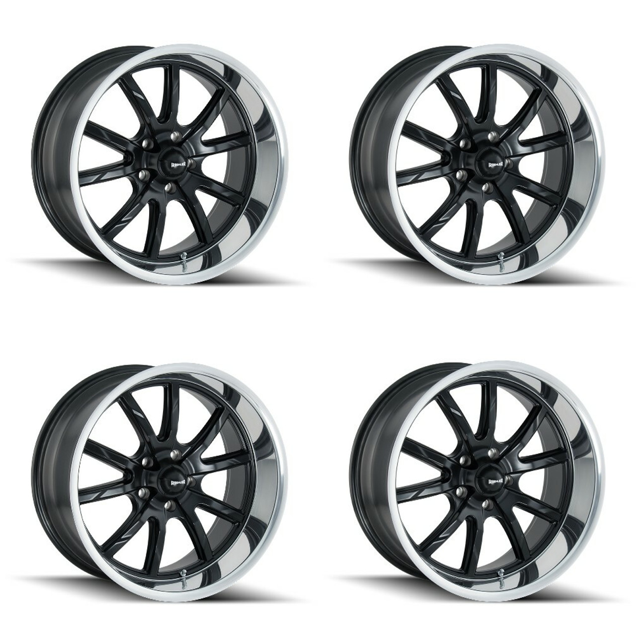 Set 4 18" Ridler 650 18x8 Matte Black Polished Lip 5x4.75 Wheels 0mm Rims