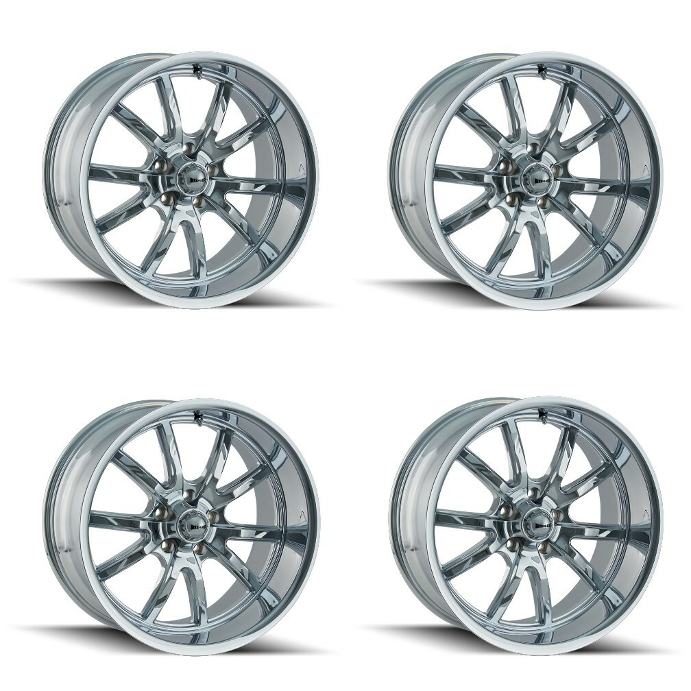 Set 4 18" Ridler 650 18x9.5 Chrome 5x4.5 Wheels 0mm Rims For Ford Jeep Truck