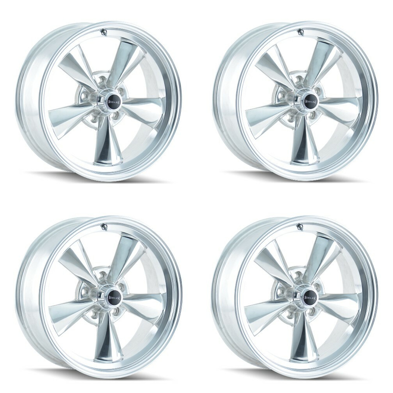 Set 4 15" Ridler 675 15x8 Polished 5x4.75 Wheels -12mm Rims For Buick Chevy