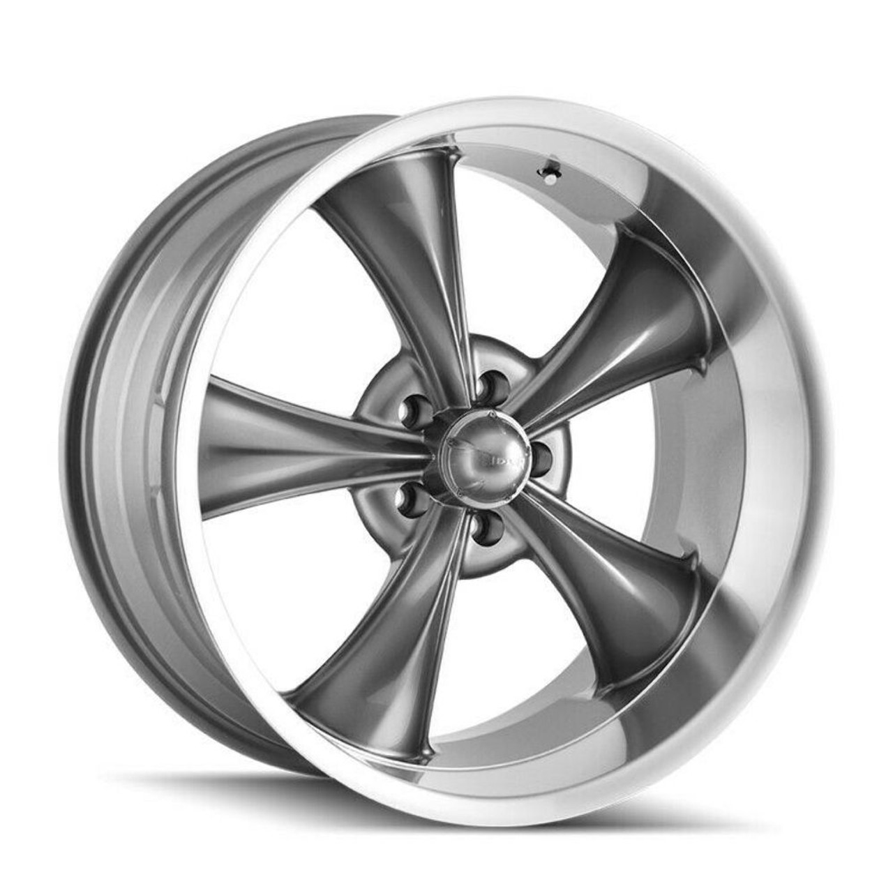 Set 4 17" Ridler 695 17x8 Grey With Machined Lip 5x5 Wheels 0mm Rims For Jeep