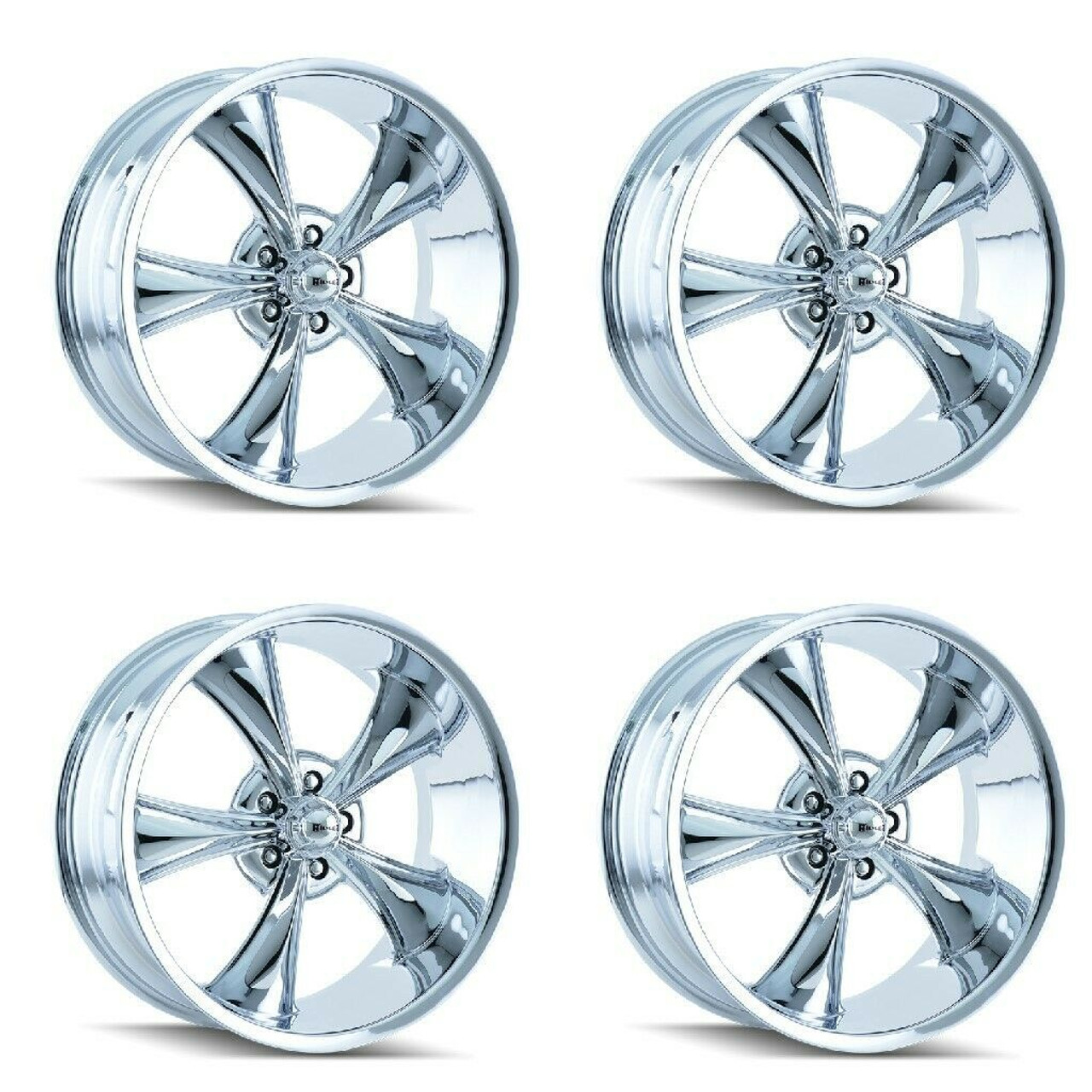 Set 4 18" Ridler 695 18x8 Chrome 5x5 Wheels 0mm Rims For Jeep Chevy GMC Truck