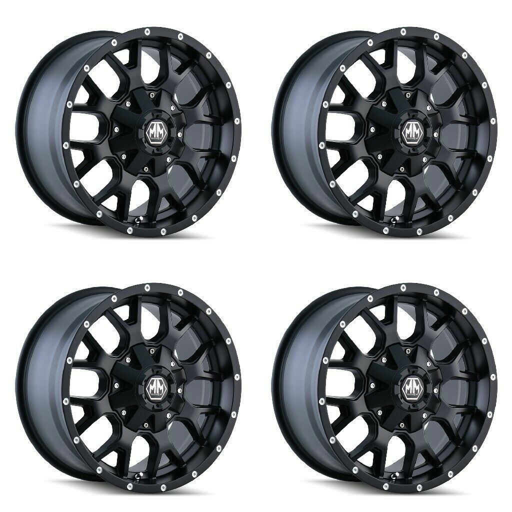 Set 4 20" Mayhem Warrior 20x10 Matte Black 8x180 Wheels -25mm Lifted Truck Rims