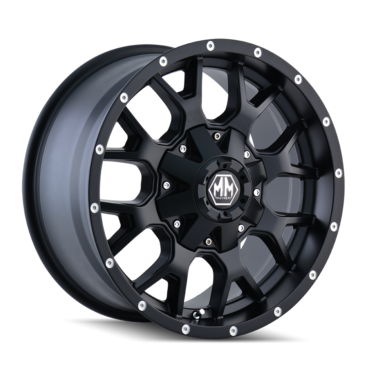 Set 4 17" Mayhem Warrior 17x9 Matte Black 5x5 5x5.5 Wheels -12mm Lifted Rims