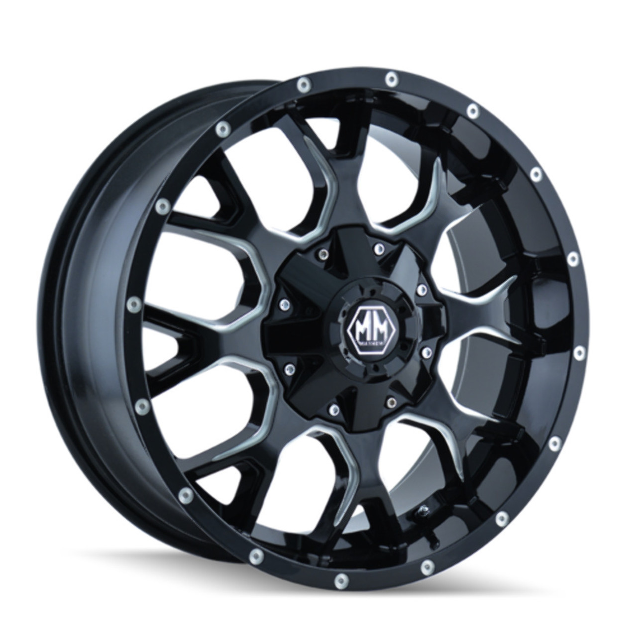 17" Mayhem Warrior 17x9 Black Milled 5x4.5 5x5 Wheel -12mm Rim