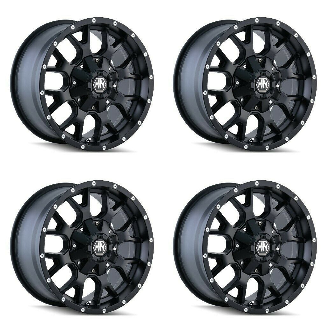 Set 4 18" Mayhem Warrior 18x9 Matte Black 5x150 5x5.5 Wheels -12mm Lifted Rims