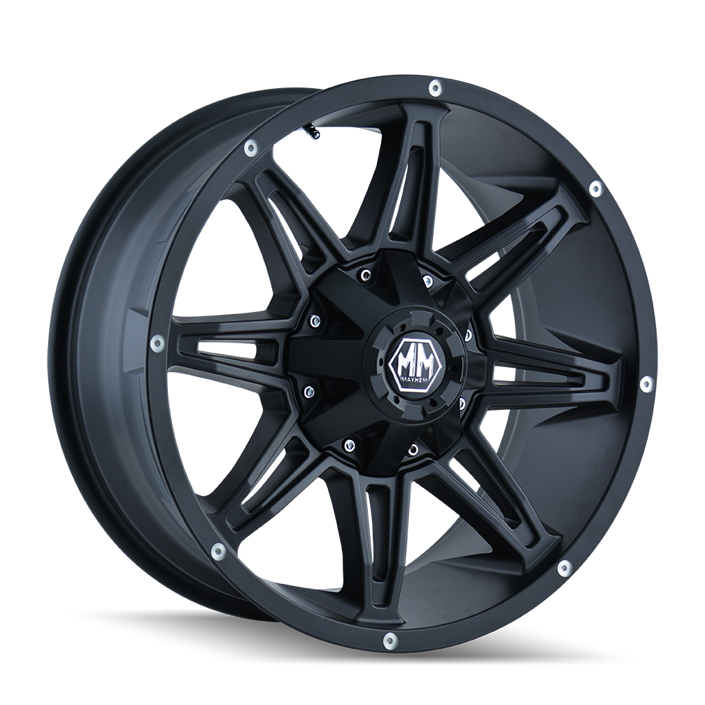 Set 4 20" Mayhem Rampage 20x9 Matte Black 6x135 6x5.5 Wheels 18mm Truck Rims