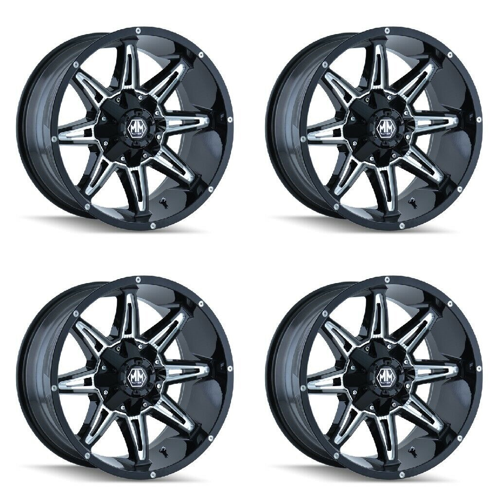 Set 4 18" Mayhem Rampage 18x9 Black Milled 6x135 6x5.5 Wheels 18mm Truck Rims