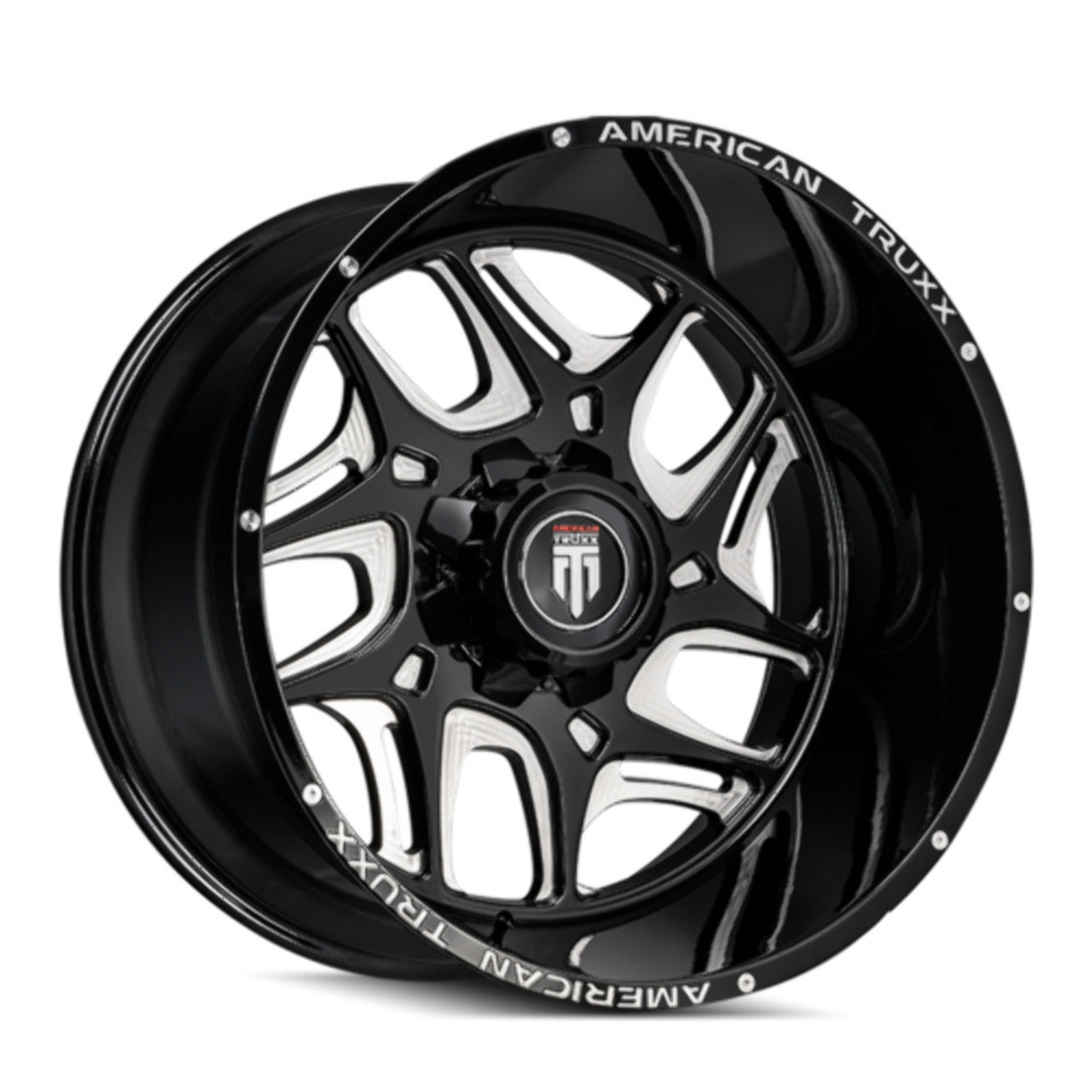 Set 4 24" American Truxx Sweep 24x14 Black Milled 8x170 Wheels -76mm Lifted Rims