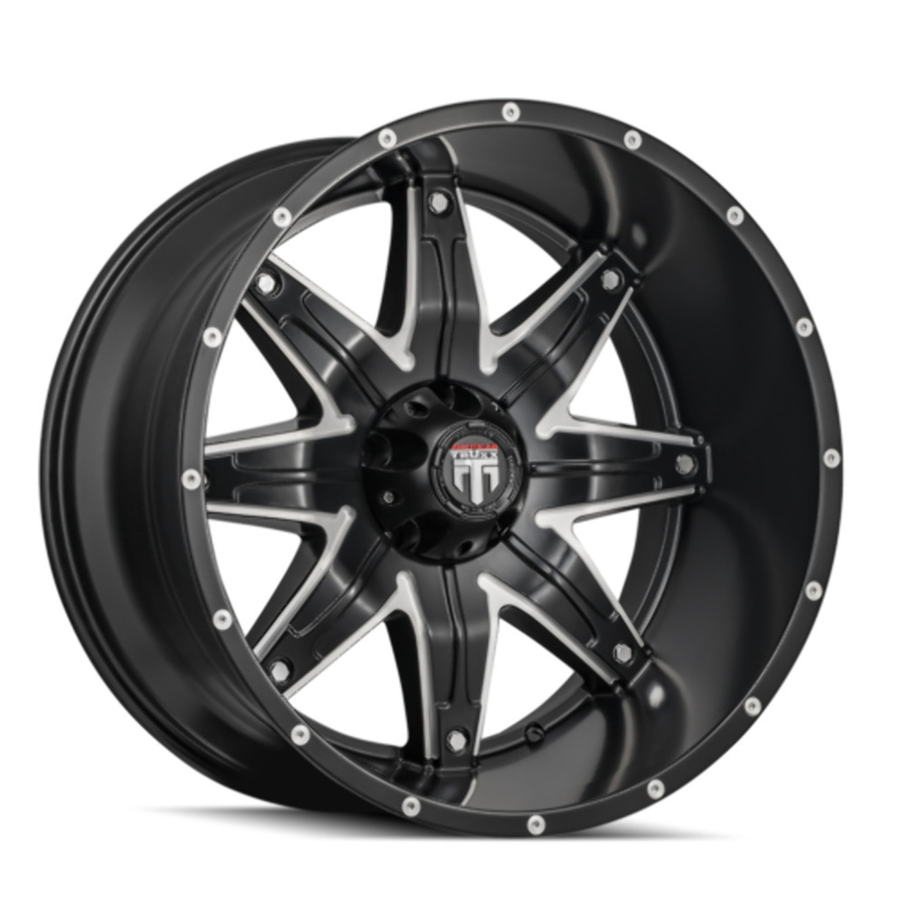 22" American Truxx Lonestar 22x12 Black Milled 5x5 Wheel -44mm For Jeep Rim