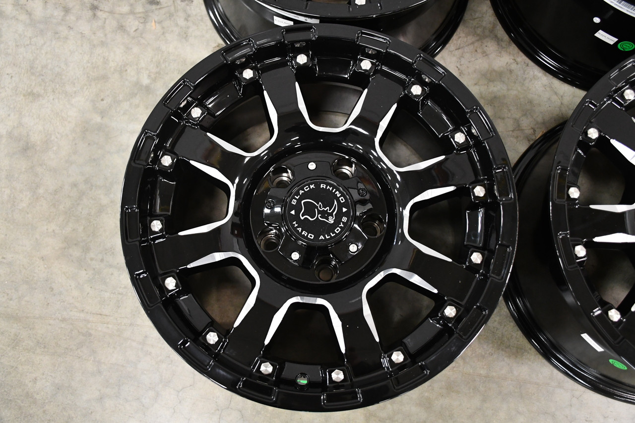 17" Black Rhino Sierra 17x9 6x120 Gloss Black W/ Milled Spokes Wheel 12mm Rim