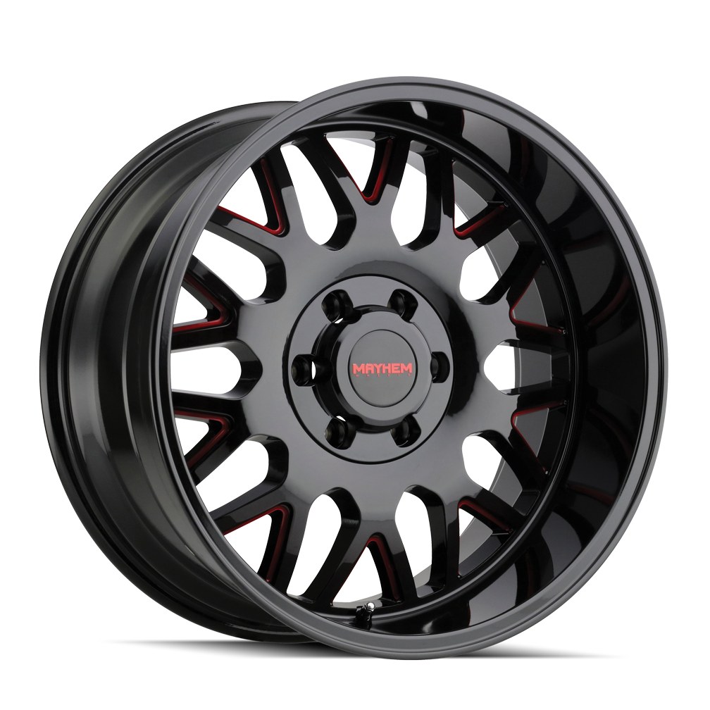 Set 4 20" Mayhem Tripwire 20x9 Black W Prism Red 8x170 Wheels 18mm For Ford Rims